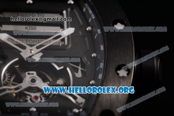 Richard Mille RM 69 Erotic Tourbillon Miyota 9015 Automatic PVD Case with Skeleton Dial Black Rubber Strap and Dot Markers - Click Image to Close